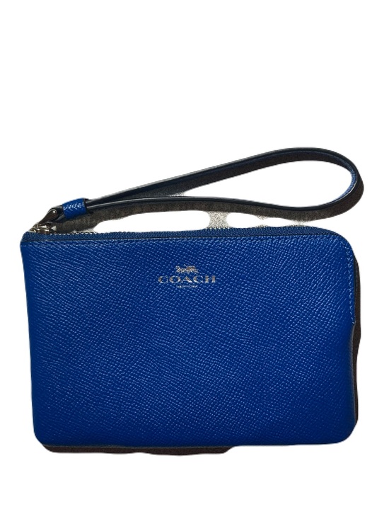 Coach Handbags - Coach Corner Zip Wristlet F58032 True Blue Crossgrain Leather Silver-Tone Logo